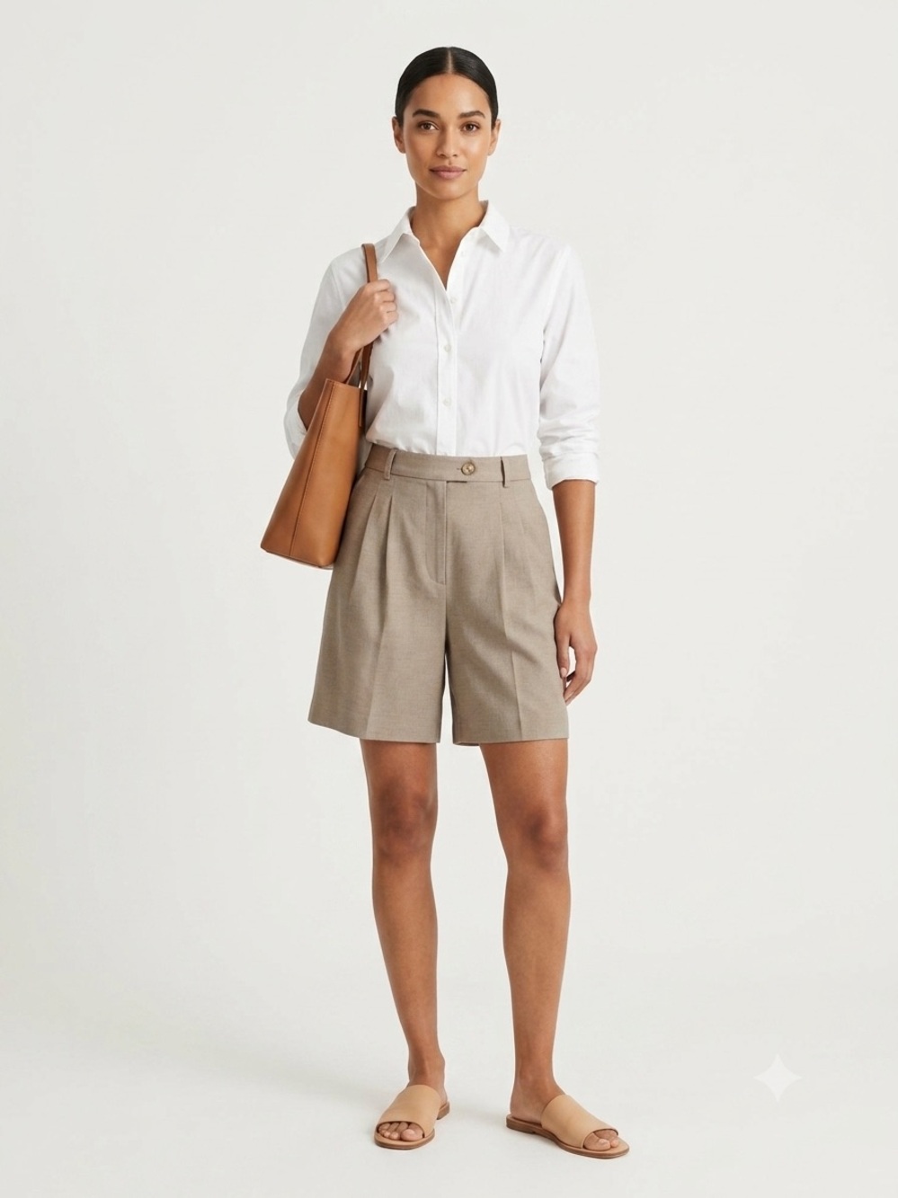 Vtg NWT Hanasport California Shorts Sz 10 High Waist Pleated Taupe Beige USA